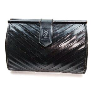Authentic YSL black leather clutch